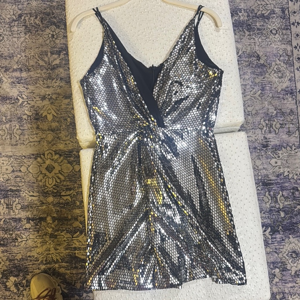 DELFI Collective Silver Sequin Women's Dress